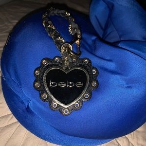 Bebe black and gold key tag for handbag or tote